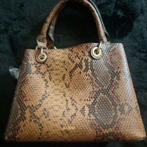Aldo Brown Shoulder Bag with Snakeskin Pattern